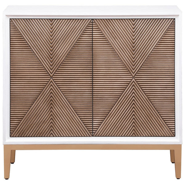 Chan Accent Cabinet, 2 Parquet Fluted Doors, 36 Inch White Brown -BM329159