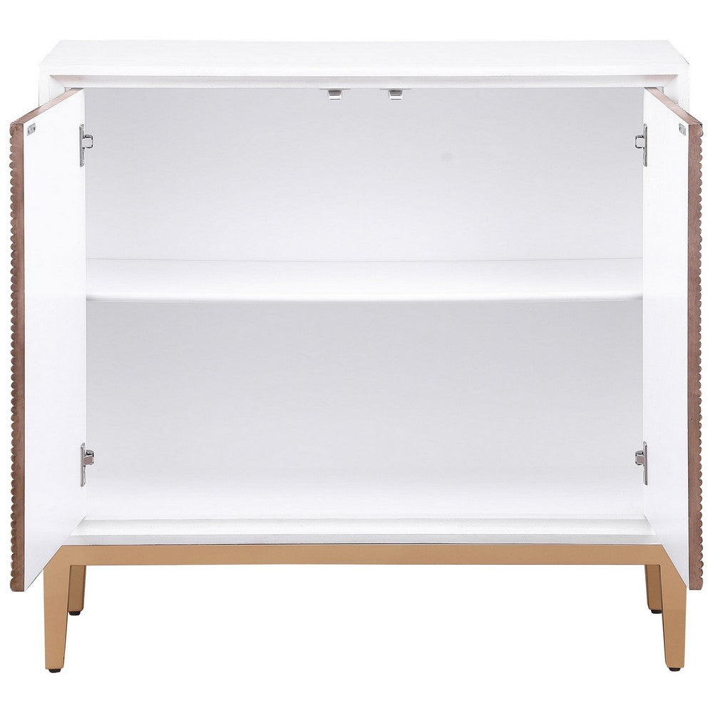 Chan Accent Cabinet, 2 Parquet Fluted Doors, 36 Inch White Brown -BM329159