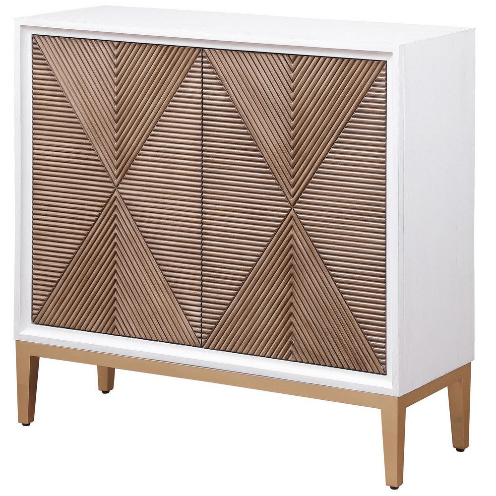 Chan Accent Cabinet, 2 Parquet Fluted Doors, 36 Inch White Brown -BM329159
