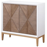 Chan Accent Cabinet, 2 Parquet Fluted Doors, 36 Inch White Brown -BM329159