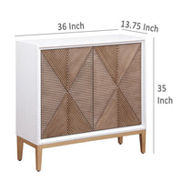 Chan Accent Cabinet, 2 Parquet Fluted Doors, 36 Inch White Brown -BM329159