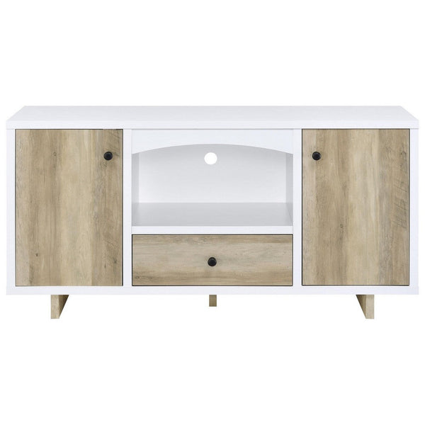Aton Credenza, 2 Doors, 1 Drawer, Arched Front, 60 Inch White Brown -BM329160