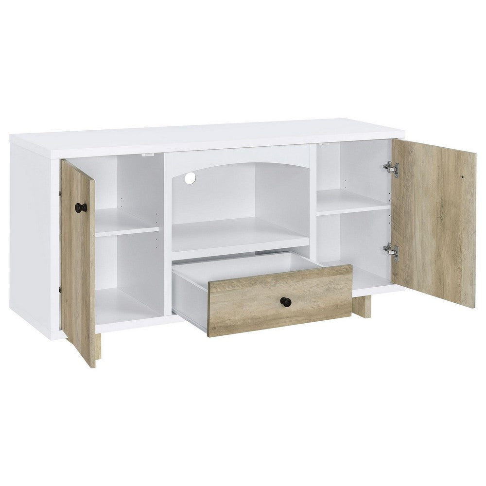 Aton Credenza, 2 Doors, 1 Drawer, Arched Front, 60 Inch White Brown -BM329160