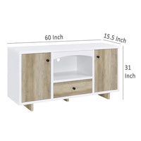 Aton Credenza, 2 Doors, 1 Drawer, Arched Front, 60 Inch White Brown -BM329160