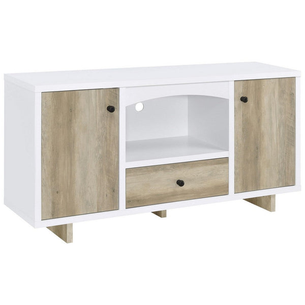 Aton Credenza, 2 Doors, 1 Drawer, Arched Front, 60 Inch White Brown -BM329160