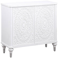 Cardi Accent Cabinet, 2 Medallion Carved Doors, 36 Inch Classic White -BM329161