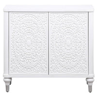 Cardi Accent Cabinet, 2 Medallion Carved Doors, 36 Inch Classic White -BM329161