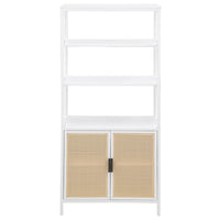 Lanie Tall Accent Cabinet, 3 Shelves 2 Doors, PE Cane, White Metal -BM329165