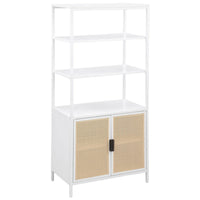 Lanie Tall Accent Cabinet, 3 Shelves 2 Doors, PE Cane, White Metal -BM329165