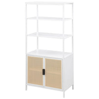 Lanie Tall Accent Cabinet, 3 Shelves 2 Doors, PE Cane, White Metal -BM329165