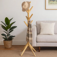 Margo Coat Rack, 8 Hooks, Tree Inspired Design, Oak Brown Solid wood -BM329168