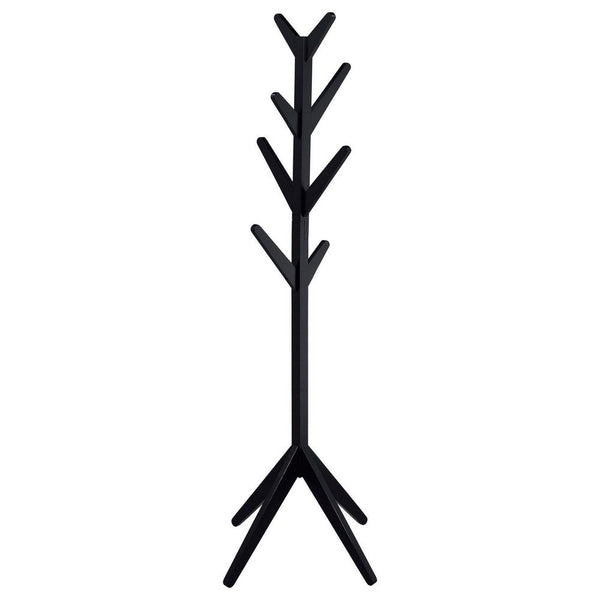 Margo Coat Rack, 8 Hooks and Tree Inspired Design, Black Solid wood -BM329169