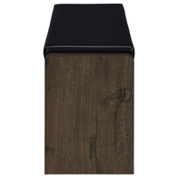 Aryn Storage Bench, Adjustable Shelf, Black Faux Leather, Dark Brown -BM329171