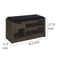 Aryn Storage Bench, Adjustable Shelf, Black Faux Leather, Dark Brown -BM329171