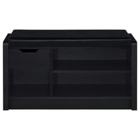 Aryn Storage Bench with Adjustable Shelf, Black Faux Leather, Black -BM329173