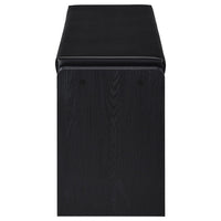 Aryn Storage Bench with Adjustable Shelf, Black Faux Leather, Black -BM329173