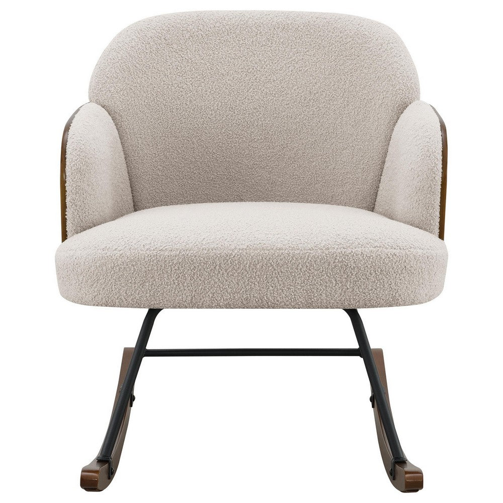 Perry Accent Rocking Chair, Modern Walnut Brown Bentwood, Beige Boucle -BM329174
