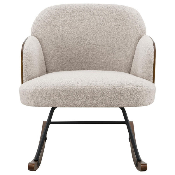 Perry Accent Rocking Chair, Modern Walnut Brown Bentwood, Beige Boucle -BM329174