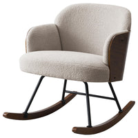 Perry Accent Rocking Chair, Modern Walnut Brown Bentwood, Beige Boucle -BM329174