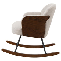 Perry Accent Rocking Chair, Modern Walnut Brown Bentwood, Beige Boucle -BM329174