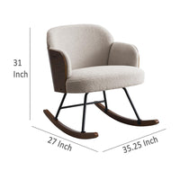 Perry Accent Rocking Chair, Modern Walnut Brown Bentwood, Beige Boucle -BM329174