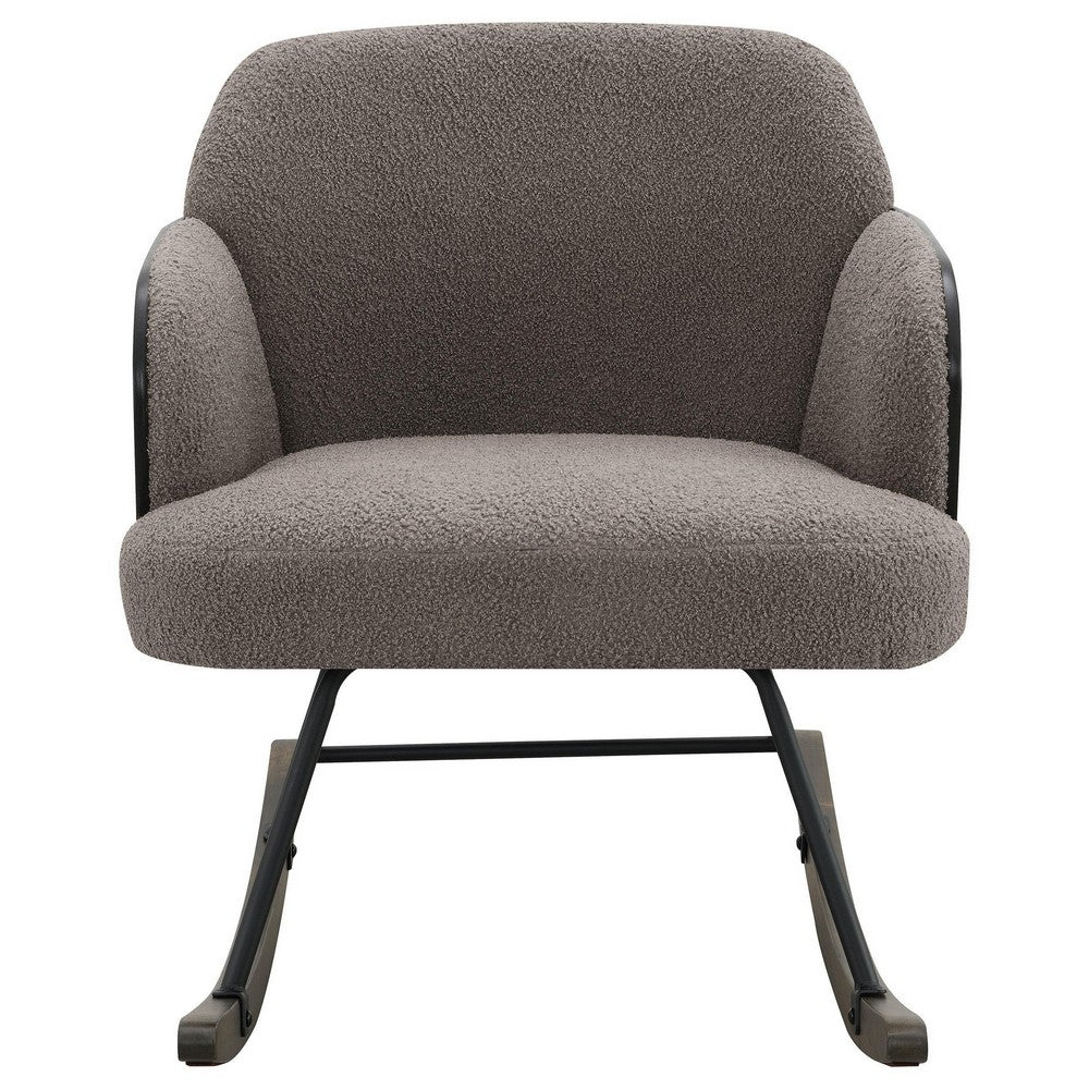 Perry Accent Rocking Chair, Modern Walnut Brown Bentwood, Gray Boucle -BM329175