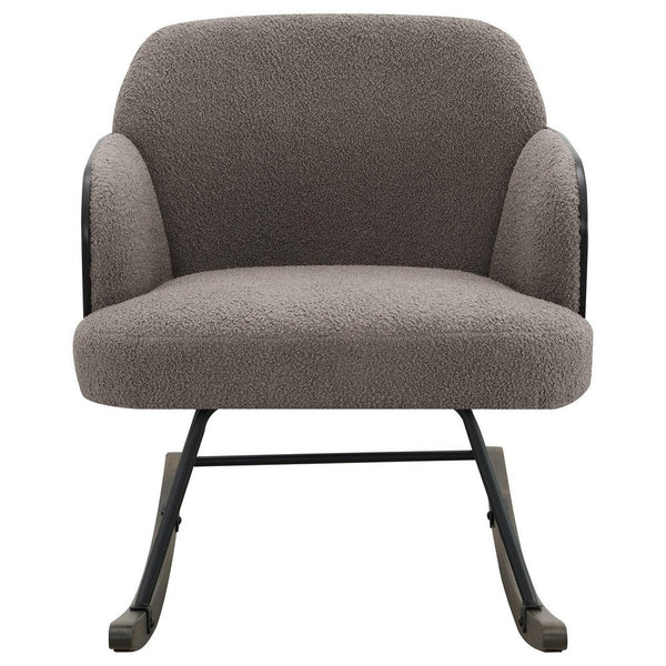 Perry Accent Rocking Chair, Modern Walnut Brown Bentwood, Gray Boucle -BM329175