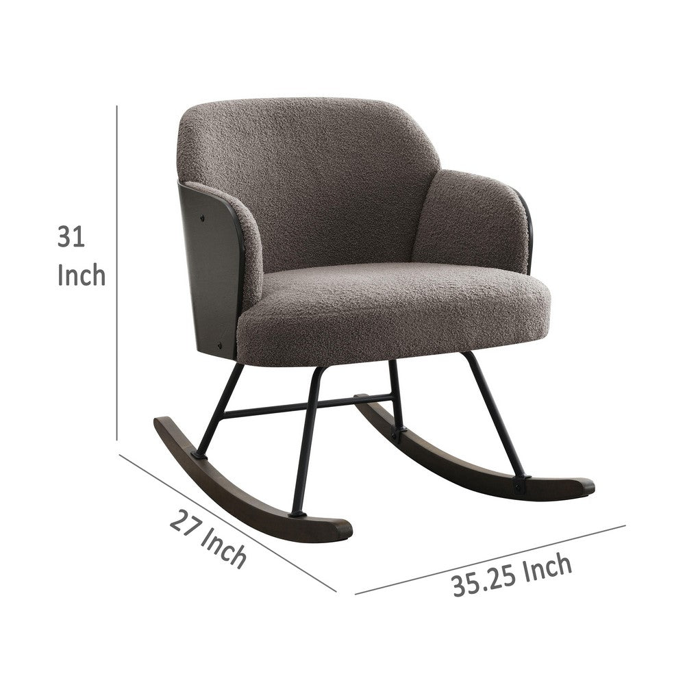Perry Accent Rocking Chair, Modern Walnut Brown Bentwood, Gray Boucle -BM329175