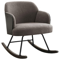Perry Accent Rocking Chair, Modern Walnut Brown Bentwood, Gray Boucle -BM329175
