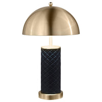 Eris Table Lamp Set of 2 with LED, Gold Dome Shade, Black Faux Leather -BM329180