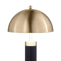 Cony Tall Table Lamp Set of 2, LED, Gold Dome Shade Black Faux Leather -BM329181