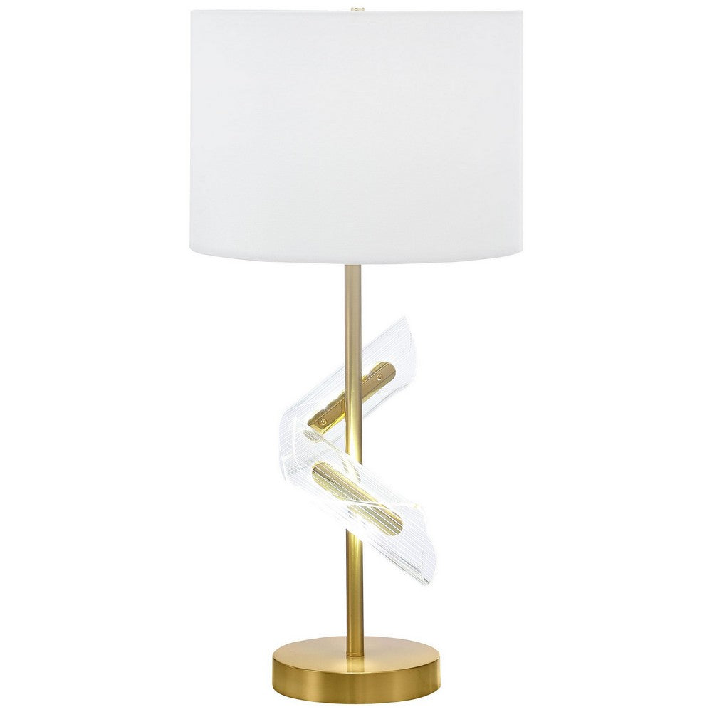 Kiny Table Lamp Set of 2, LED, Angular Acrylic Accents, Beige and Gold -BM329182