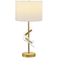 Kiny Table Lamp Set of 2, LED, Angular Acrylic Accents, Beige and Gold -BM329182