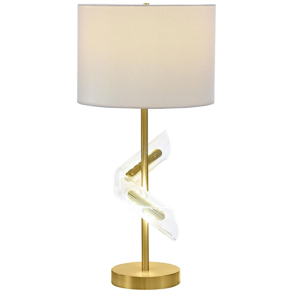 Kiny Table Lamp Set of 2, LED, Angular Acrylic Accents, Beige and Gold -BM329182