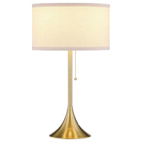 Mikka Table Lamp, Pull-Chain, Gold Flared Pedestal Base, Beige Fabric -BM329184