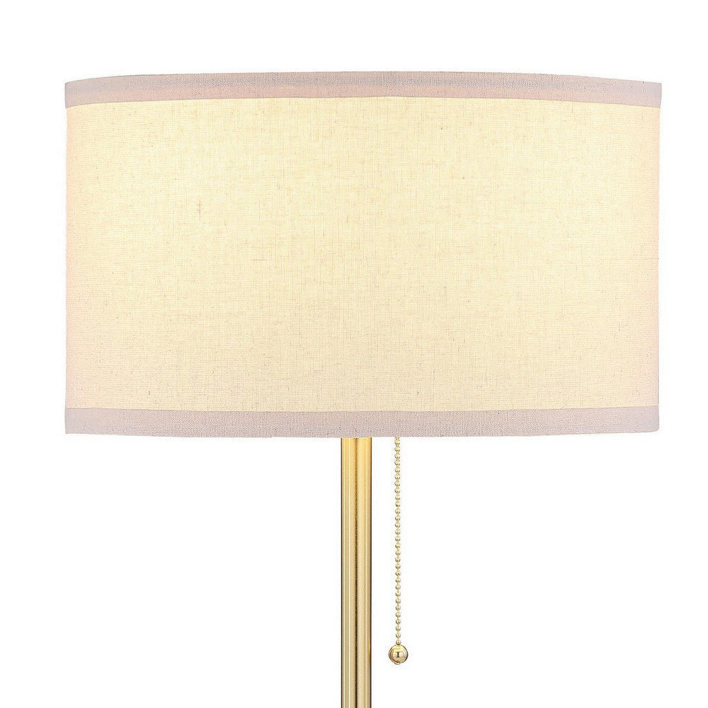 Mikka Table Lamp, Pull-Chain, Gold Flared Pedestal Base, Beige Fabric -BM329184