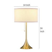 Mikka Table Lamp, Pull-Chain, Gold Flared Pedestal Base, Beige Fabric -BM329184