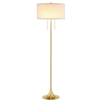 Mikka Floor Lamp, Pull-Chain, Gold Flared Pedestal Base, Beige Fabric -BM329185