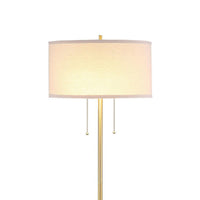 Mikka Floor Lamp, Pull-Chain, Gold Flared Pedestal Base, Beige Fabric -BM329185