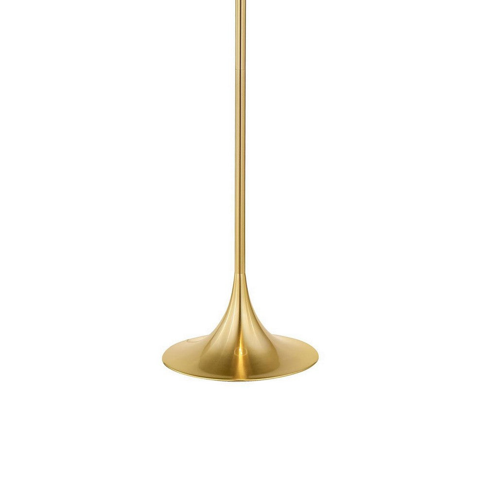 Mikka Floor Lamp, Pull-Chain, Gold Flared Pedestal Base, Beige Fabric -BM329185