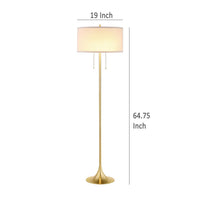 Mikka Floor Lamp, Pull-Chain, Gold Flared Pedestal Base, Beige Fabric -BM329185