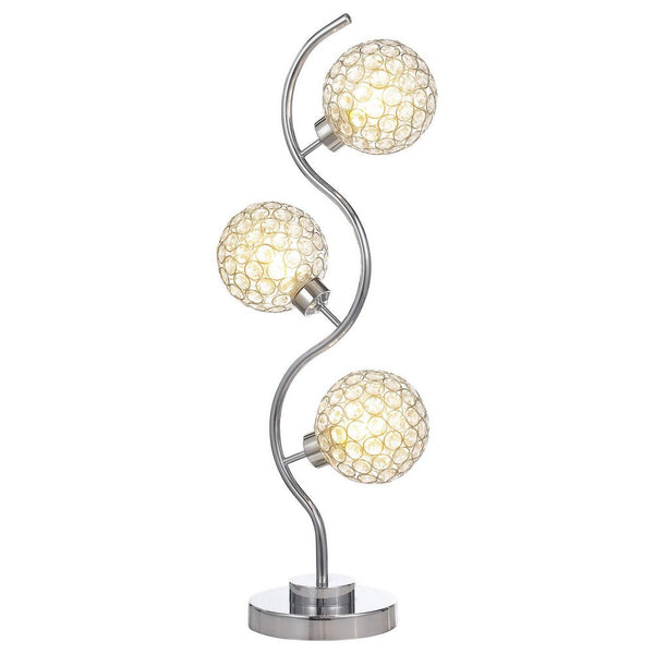 Berly Table Lamp with Crystal Balls and Touch Button, Silver Metal -BM329186