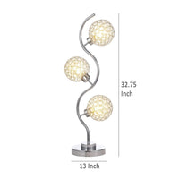 Berly Table Lamp with Crystal Balls and Touch Button, Silver Metal -BM329186