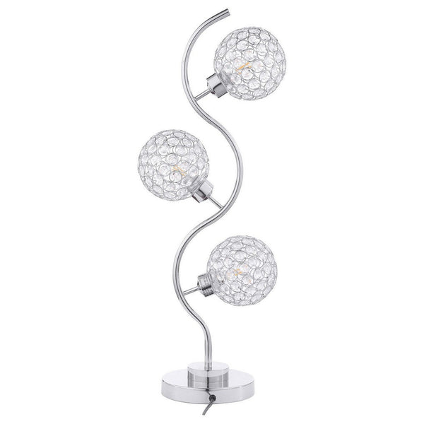 Berly Table Lamp with Crystal Balls and Touch Button, Silver Metal -BM329186
