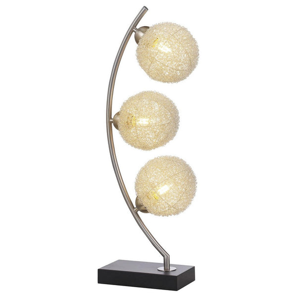 Udia Table Lamp with Woven Silver Metal Mesh Spherical Shades, Black -BM329187