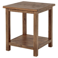 Ayne Side End Table, 1 Shelf, Distressed Brown Wood, Square 20 Inch -BM329188