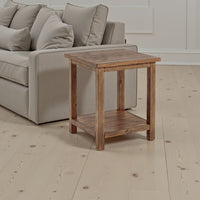 Ayne Side End Table, 1 Shelf, Distressed Brown Wood, Square 20 Inch -BM329188