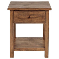 Ayne Side End Table, 1 Shelf, 1 Drawer, Brown Wood, Square 20 Inch -BM329189
