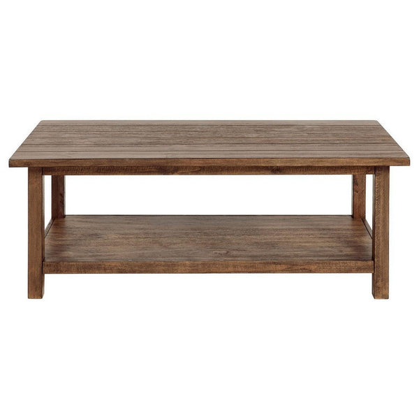 Ayne Coffee Table, 1 Shelf, Distressed Brown Wood Frame, 47 Inch -BM329190