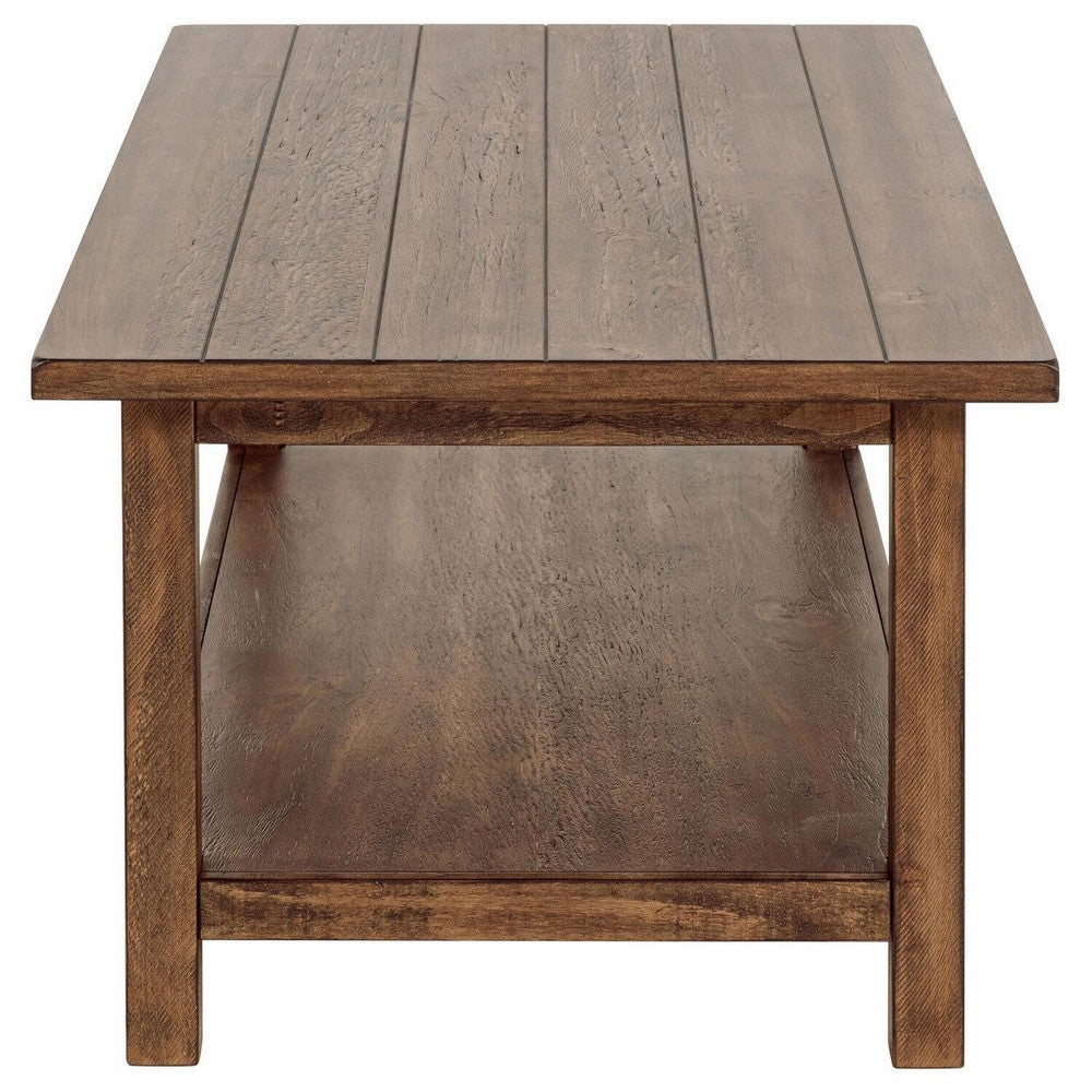 Ayne Coffee Table, 1 Shelf, Distressed Brown Wood Frame, 47 Inch -BM329190